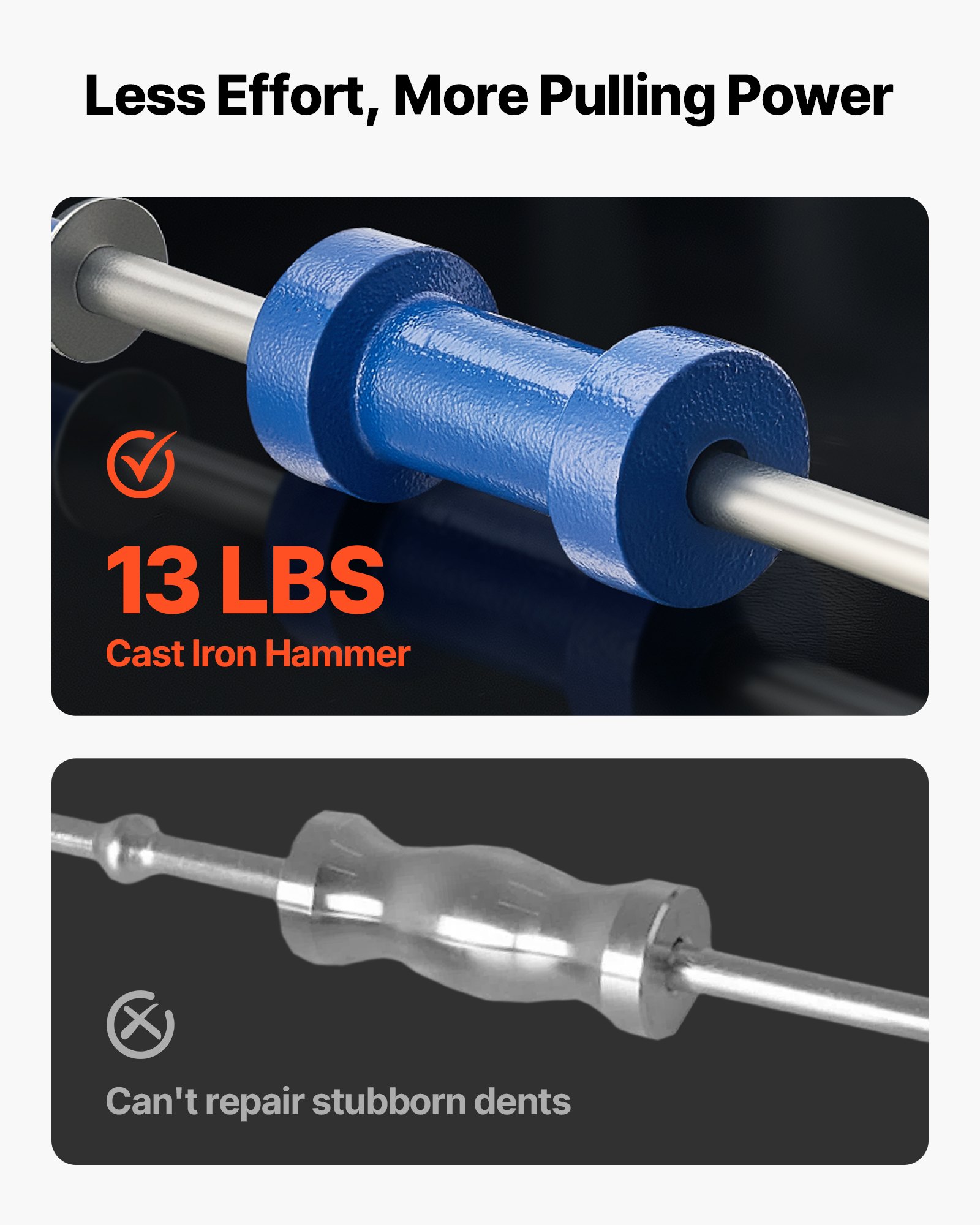VEVOR Dellenzieher Set 5,9 kg 14 in 1 Gleithammer-Dellenentfernungsset, Ausbeulwerkzeug zum Entfernen von Autoschäden, Reparaturrahmen mit Tragetasche Verlängerungsstange rutschfestem Griff