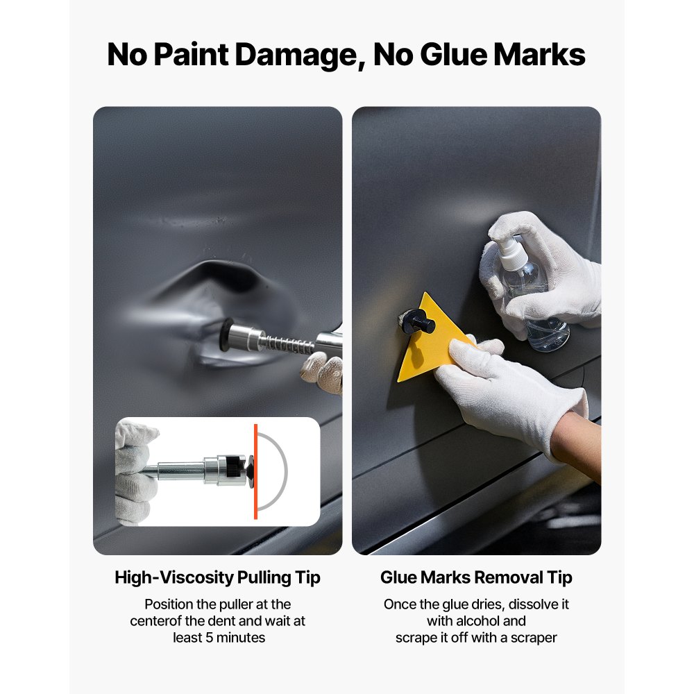 VEVOR Dellenzieher-Set, 61-teiliges Dellenentfernungsset ohne Lackieren mit goldenem Heber Gleithammer T-Stange Klebepistole, Werkzeuge zur Entfernung von Hagelschäden an der Karosserie