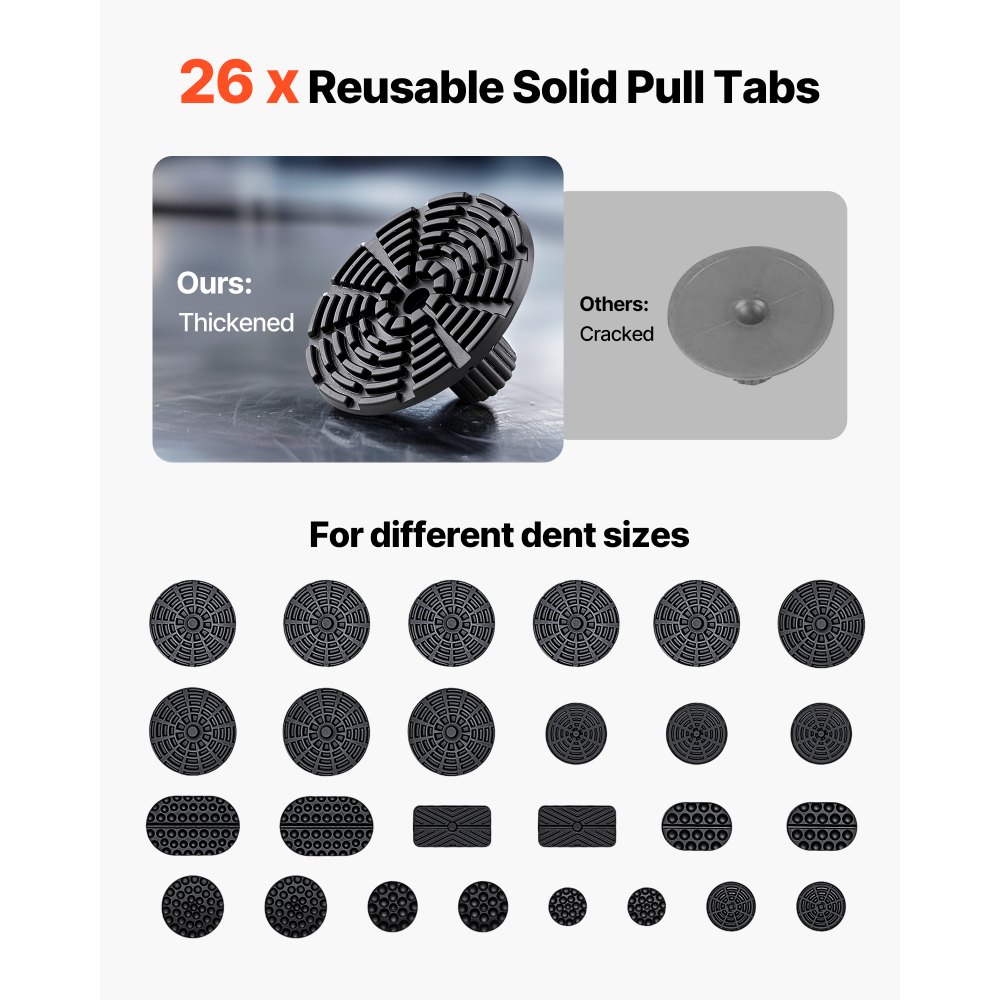 VEVOR Dent Puller Kit, 61 PCS Paintless Dent Removal Kit with Golden Lifter, Slide Hammer T-Bar, Glue Gun, Auto Body Hail Damage Repair Remover Tools for Car Refrigerator Large Small Door Ding Repair