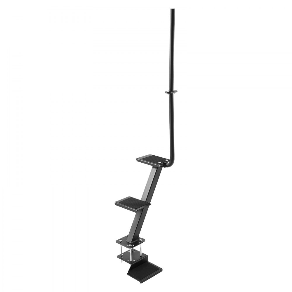 VEVOR Boat Trailer Steps, 3-Step, Heavy-Duty Boat Trailer Steps with Handle, Non-Slip Surface, 3 Mounting Angle Options, Steel Ladder for 76.2 x 76.2/76.2 x 127/101.6 x 101.6 mm Frame, Bottom Mounting
