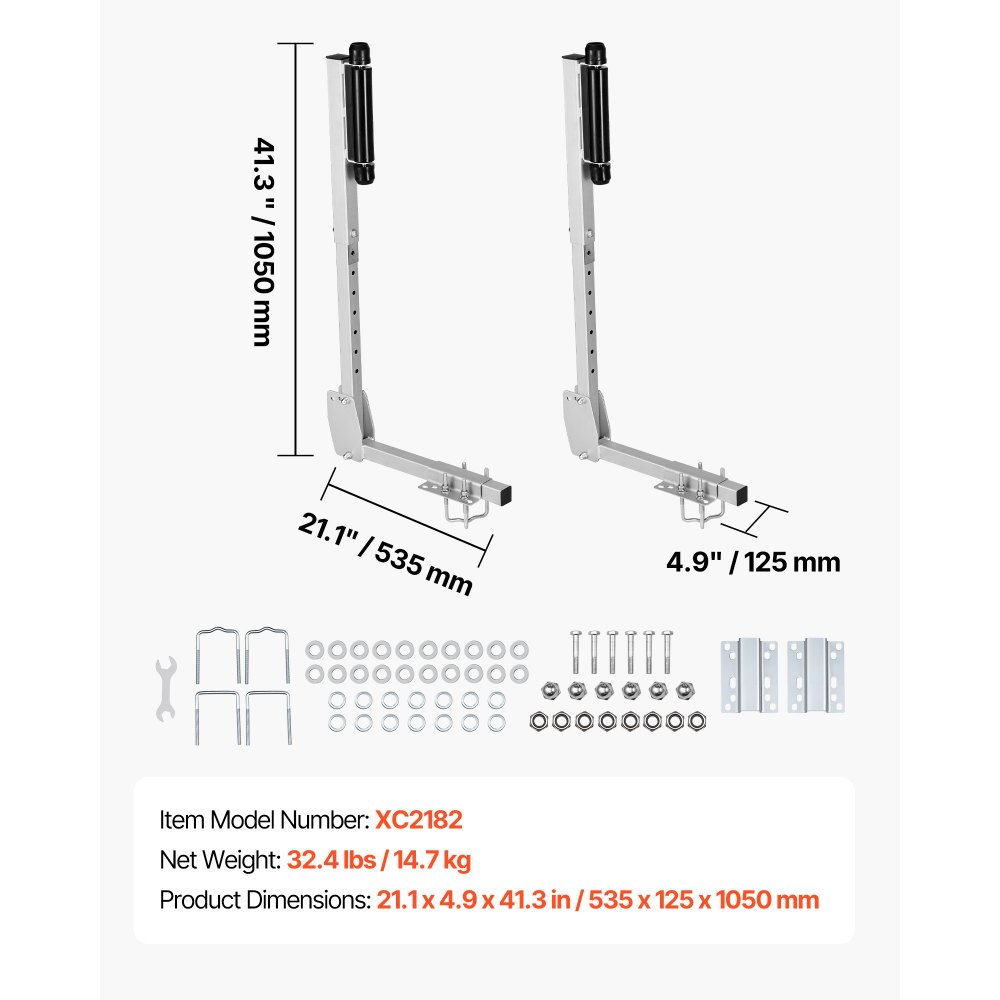 VEVOR Bootstrailerführung 700-1050 mm 8-stufig Höhenverstellbar, Verdickte, Hochbelastbare Führungen mit Leichtgängiger Rollenführung, für Größere Angelboote und Runabout-Boote ab 16 Zoll