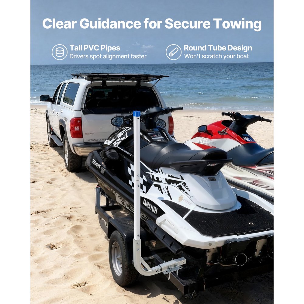 VEVOR Bootsanhängerführung 775 mm / 1205 mm, 0-10 cm Einstellbare Breite, Anhängerführung aus Hochfestem Stahl mit PVC-Rohren, Passend für Skiboote Kompakte Fischerboote Kleine Segelboote