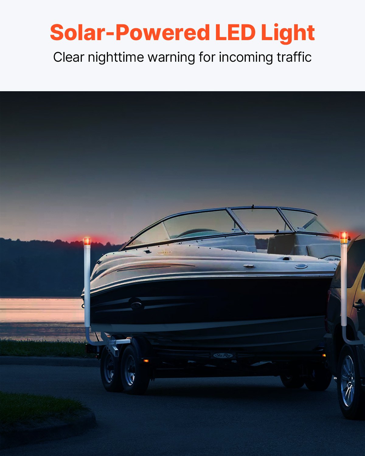 VEVOR 1,17 m Anhängerpfahl Bootsanhänger Kurbelstütze Bootsführung mit LED-Licht, 30 cm Einstellbar Boat Trailer Guide-on, Ersatzteile und Zubehör für Skiboot Fischerboot Segelbootanhänger