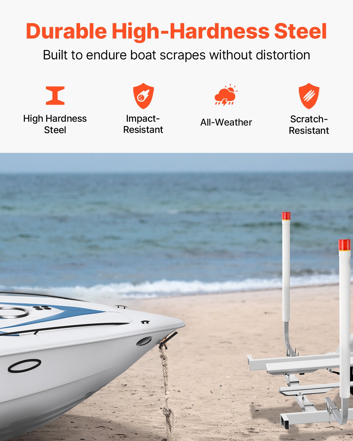 VEVOR 1,57 m Anhängerpfahl Bootsanhänger Kurbelstütze Bootsführung mit LED-Licht, 30 cm Einstellbar Boat Trailer Guide-on, Ersatzteile und Zubehör für Skiboot Fischerboot Segelbootanhänger