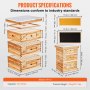 VEVOR Bienenstock, Zander Beute für 30 Rahmen, mit Bienenwachs beschichtetes Zedernholz, 2 tiefe + 1 mittelgroßer Bienenkasten, Langstroth-Bienenstock-Set, transparente Acrylfenster mit Fundamenten