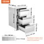 VEVOR 50 x 67 cm Kamintür Dreistufig Edelstahl BBQ Tür Vertikal BBQ Island Tür