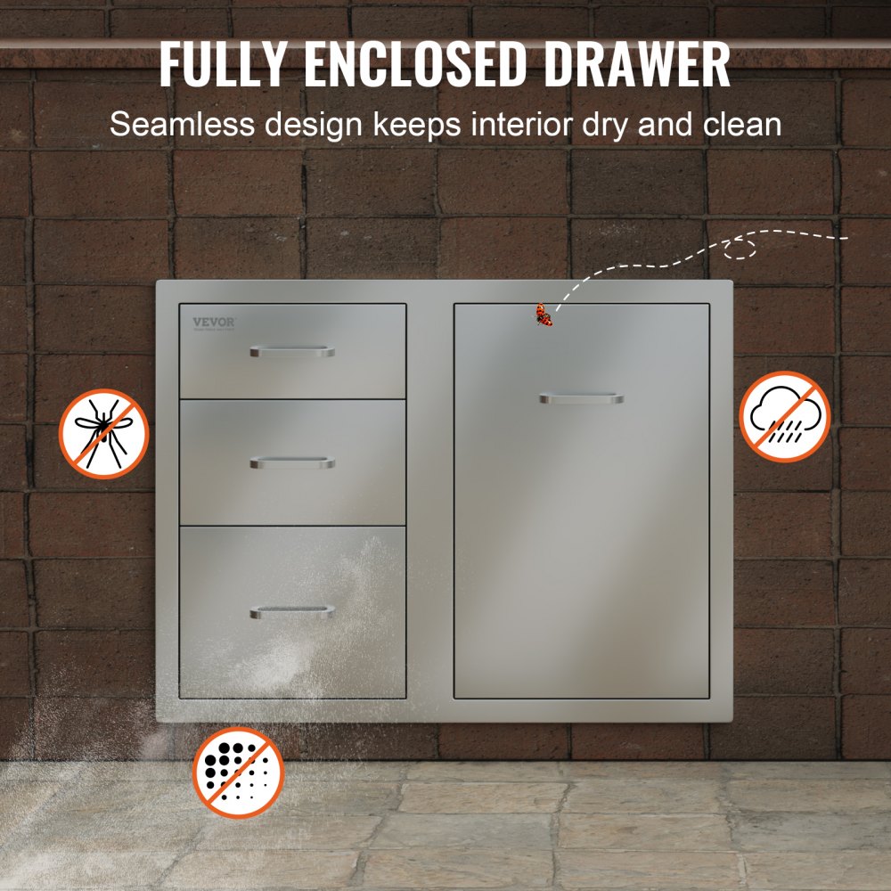 Dreifach-Schubladen und eine Propan-Tankschublade Edelstahl Combo