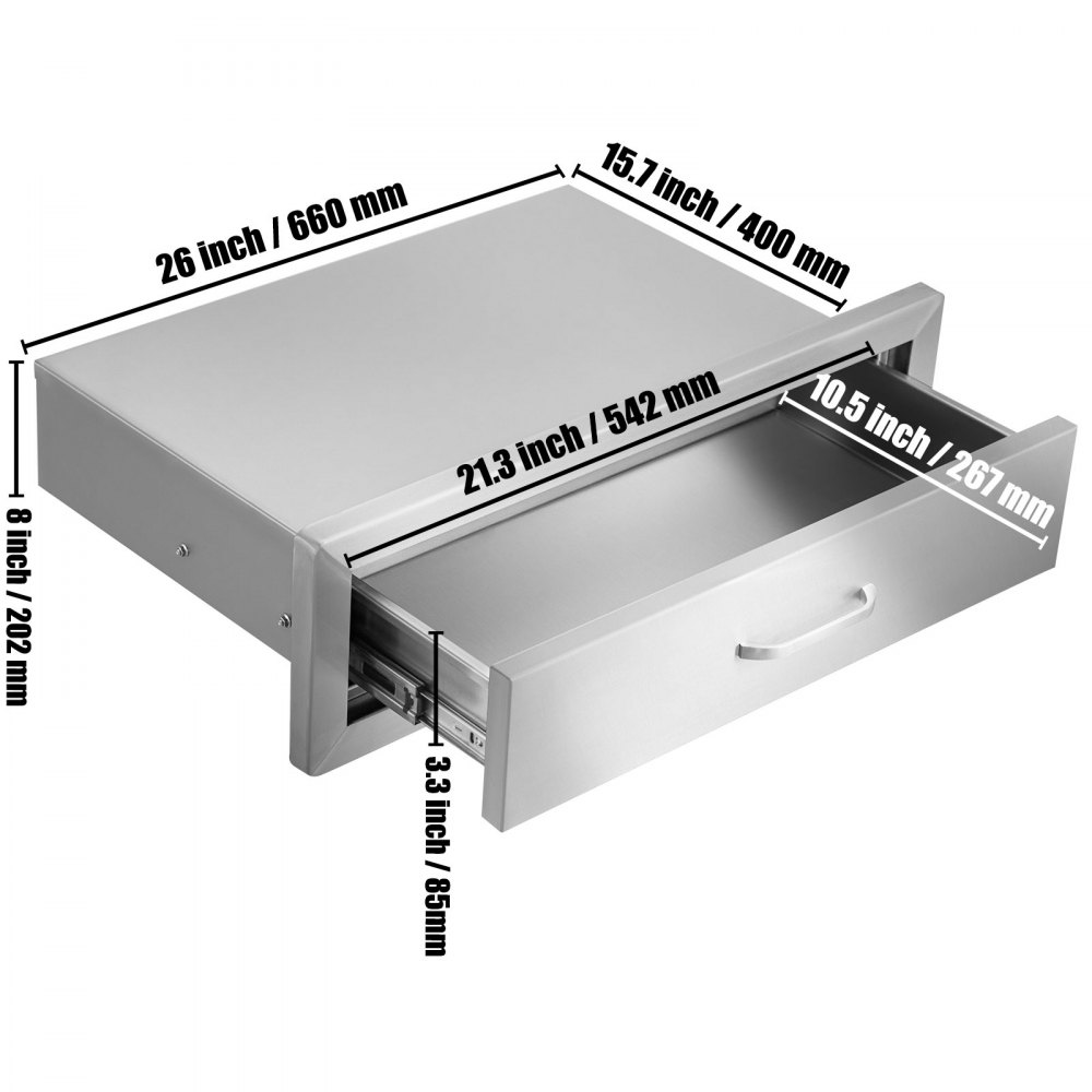 Vevor Bbq Schubladen Aussenküche Schubfach 660x202x400 Mm Edelstahl Einbau