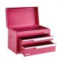 VEVOR Werkzeugkasten mit 2 Schubladen Tragbarer Stahl-Werkzeugkoffer Rosa, Stapelbare Werkzeugbox für Werkstatt Garage Büro & Zuhause, 280x150x180mm, mit Oberem Ablagefach Schutzeinlagen & Magneten