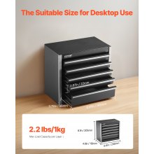 VEVOR Werkzeugkiste 218x118x205 mm, Werkzeugkasten aus Metall mit 5 Schubladen, Werkzeugkoffer mit EVA-Einlagen und PP-Fußpolstern, robuster Stahl mit Kugellageröffnung und Pulverbeschichtung, schwarz