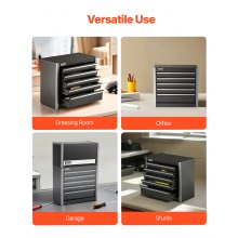 VEVOR Werkzeugkiste 218x118x205 mm, Werkzeugkasten aus Metall mit 5 Schubladen, Werkzeugkoffer mit EVA-Einlagen und PP-Fußpolstern, robuster Stahl mit Kugellageröffnung und Pulverbeschichtung, schwarz