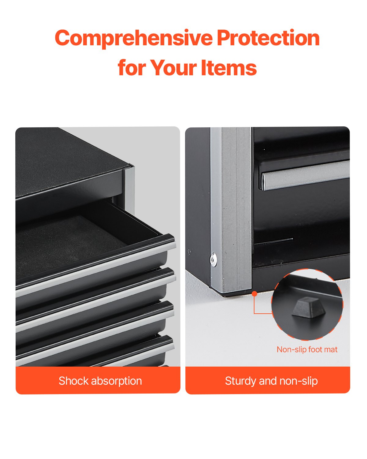 VEVOR Werkzeugkiste 218x118x205 mm, Werkzeugkasten aus Metall mit 5 Schubladen, Werkzeugkoffer mit EVA-Einlagen und PP-Fußpolstern, robuster Stahl mit Kugellageröffnung und Pulverbeschichtung, schwarz