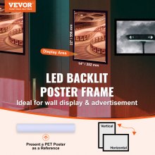 VEVOR Bilderrahmen Plakatrahmen LED-Leuchtkasten  556x352mm Filmplakate Schwarz