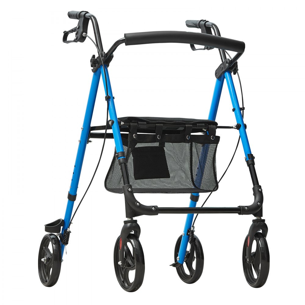 VEVOR Rollator für Senioren, leichter, faltbare Laufhilfe aus Aluminium mit verstellbarem Sitz und Griff, Outdoor-Mobilitätsrollator mit 8-Zoll-All-Terrain-Rädern, 136 kg Tragkraft