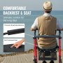 VEVOR Rollator für Senioren, faltbarer Leichtgewichtsrollator aus Aluminium mit verstellbarem Sitz und Griff, Outdoor-Mobilitätsrollator mit 8-Zoll-All-Terrain-Rädern, 136 kg Tragkraft Rot
