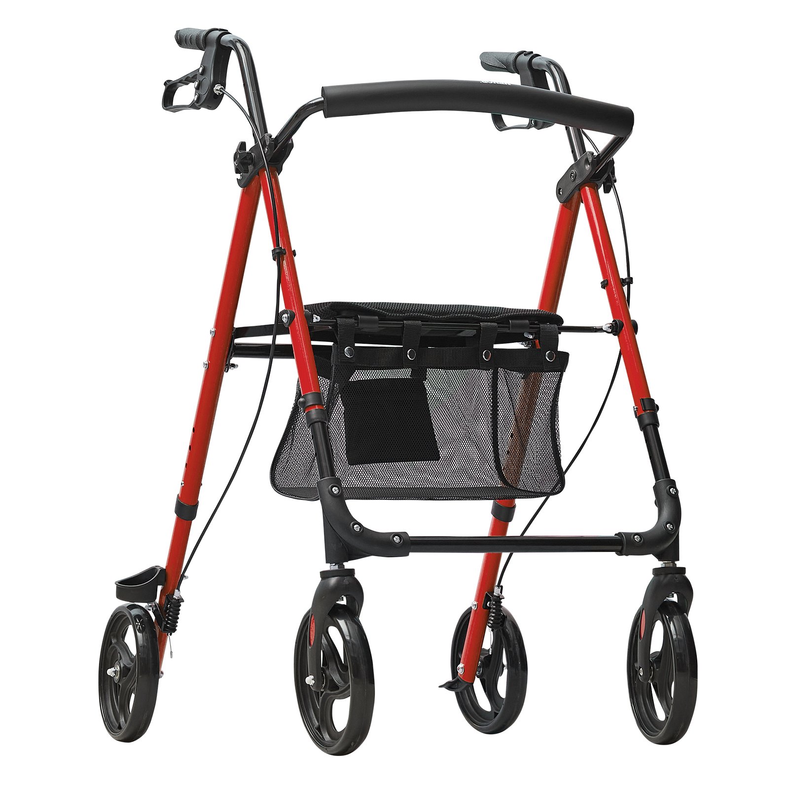 VEVOR Rollator für Senioren, faltbarer Leichtgewichtsrollator aus Aluminium mit verstellbarem Sitz und Griff, Outdoor-Mobilitätsrollator mit 8-Zoll-All-Terrain-Rädern, 136 kg Tragkraft Rot