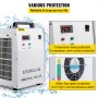 VEVOR Industrieller Wasserkühler CW-5200DG CO2 Laser Rohrkühler 6 L Wasserkühler zum Kühlen von CO2-Glaslaserröhre 220 V 10 L/ Min