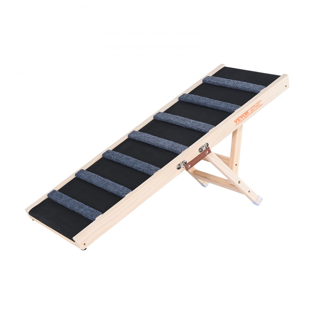 VEVOR Hunderampe 1m lang Hundetreppe mit 7 Querstangen Hundeautorampe aus Kiefernholz Gummi Hundeeinstiegshilfe 5-stufige Höheneinstellungen Tierrampe ca. 45kg Tragfähigkeit für große kleine Hunde