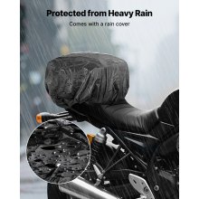 VEVOR Motorrad Hecktasche Rücksitztasche (10 L) mit wasserfester Regenabdeckung, Motorrad-Gepäckaufbewahrung, Gepäckträgertasche mit Schultergurt & Innentasche, Motorradgepäck Schwarz