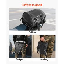 VEVOR Motorrad Hecktasche Rücksitztasche (10 L) mit wasserfester Regenabdeckung, Motorrad-Gepäckaufbewahrung, Gepäckträgertasche mit Schultergurt & Innentasche, Motorradgepäck Schwarz