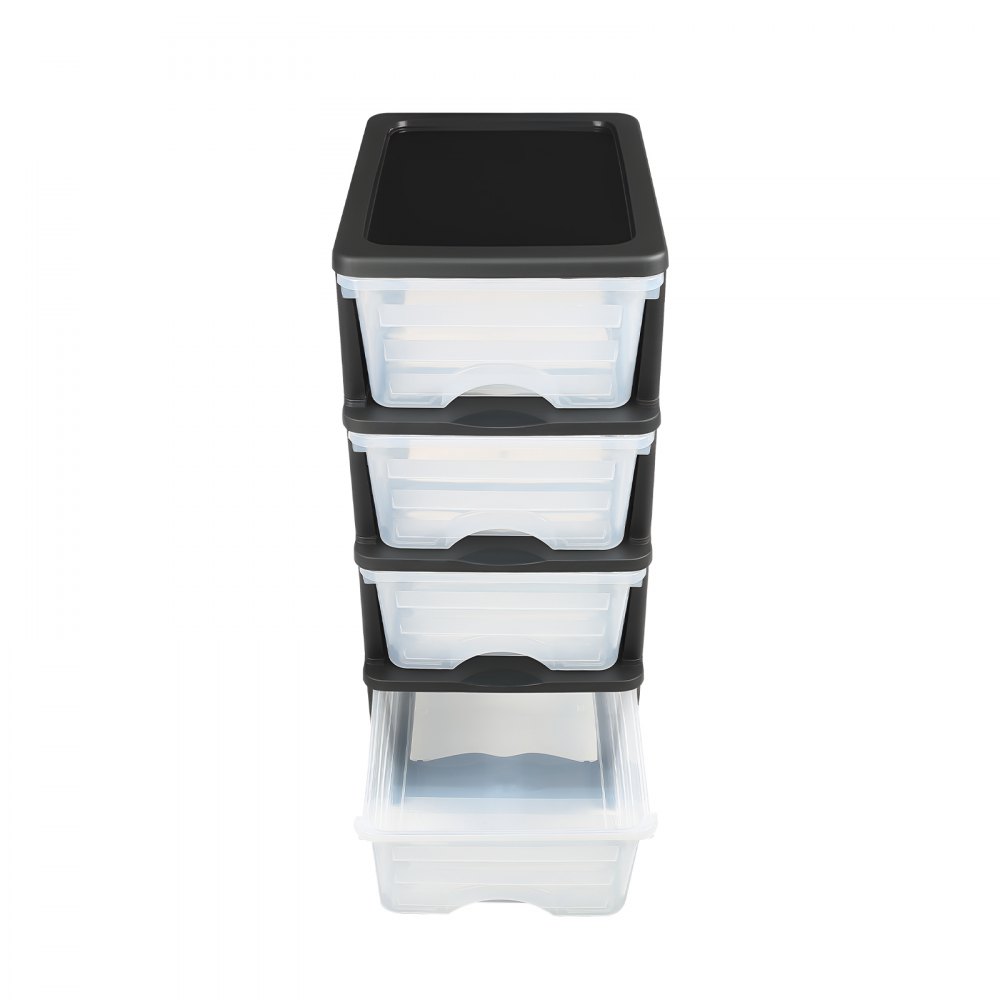 VEVOR Schubladenwagen Schubladenschrank mit 4 Schubladen (17 L / per), rollbarer Schubladen-Container Schubladenbox mit durchsichtigen Behältern für Bürobedarf Bastelräume Klassenzimmer