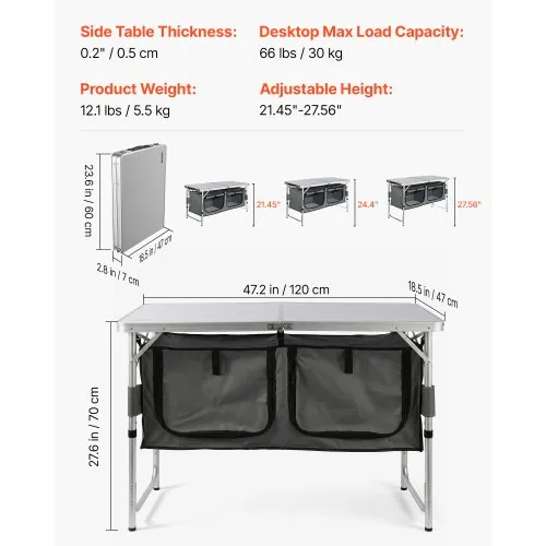VEVOR Campingküche inkl. Tragetasche Campingschrank Einstellbar Campingschrank, Reiseküche Küchenbox Zeltschrank Outdoor Camping Küche Zeltschrank