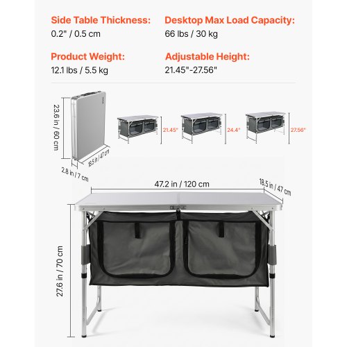 VEVOR Campingküche inkl. Tragetasche Campingschrank Einstellbar Campingschrank, Reiseküche Küchenbox Zeltschrank Outdoor Camping Küche Zeltschrank