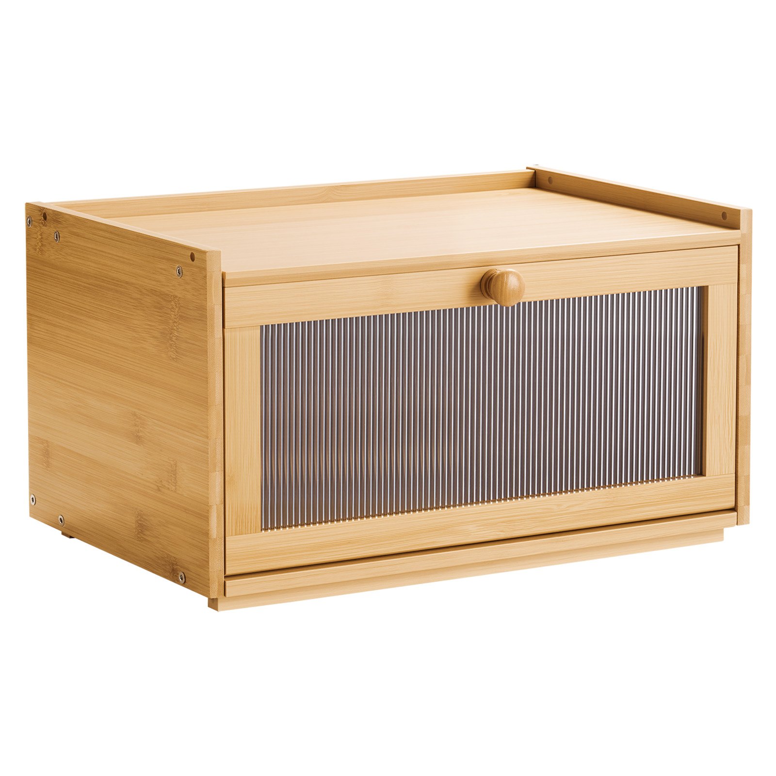 VEVOR Brotkasten für Küchentheke Brotbehälter Brotbox Brot-Organizer aus Holz für selbstgebackenes Brot, Aufbewahrungsbehälter mit gewellter Acryl-Türplatte, Brotaufbewahrung Natur