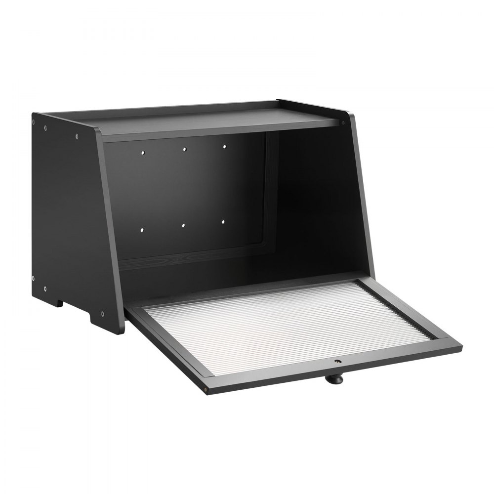 VEVOR Brotkasten für Küchentheke Brotbehälter Brotbox Brot-Organizer aus Holz für selbstgebackenes Brot, Aufbewahrungsbehälter mit gewellter Acryl-Türplatte, Brotaufbewahrung Schwarz