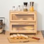 VEVOR Doppellagiger Brotkasten für Küchentheke Brotbehälter Brotbox Brot-Organizer aus Holz für selbstgebackenes Brot, Aufbewahrungsbehälter mit gewellter Acryl-Türplatte, Brotaufbewahrung Natur