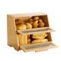 VEVOR Doppellagiger Brotkasten für Küchentheke Brotbehälter Brotbox Brot-Organizer aus Holz für selbstgebackenes Brot, Aufbewahrungsbehälter mit gewellter Acryl-Türplatte, Brotaufbewahrung Natur
