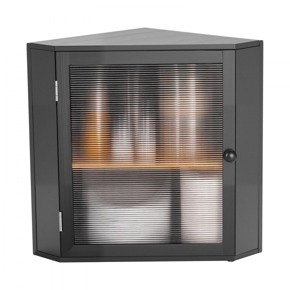 VEVOR Eck-Brotkasten doppellagiger Brotbehälter Brotbox Organizer aus Holz für selbstgebackenes Brot, Aufbewahrungsbehälter mit gewellter Acryl-Türplatte, Brotaufbewahrung Lagerung Schwarz