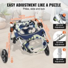 VEVOR Rollstuhl für Hunde Hunderollstuhl Gehhilfe Hinterbeine verstellbar (XS)