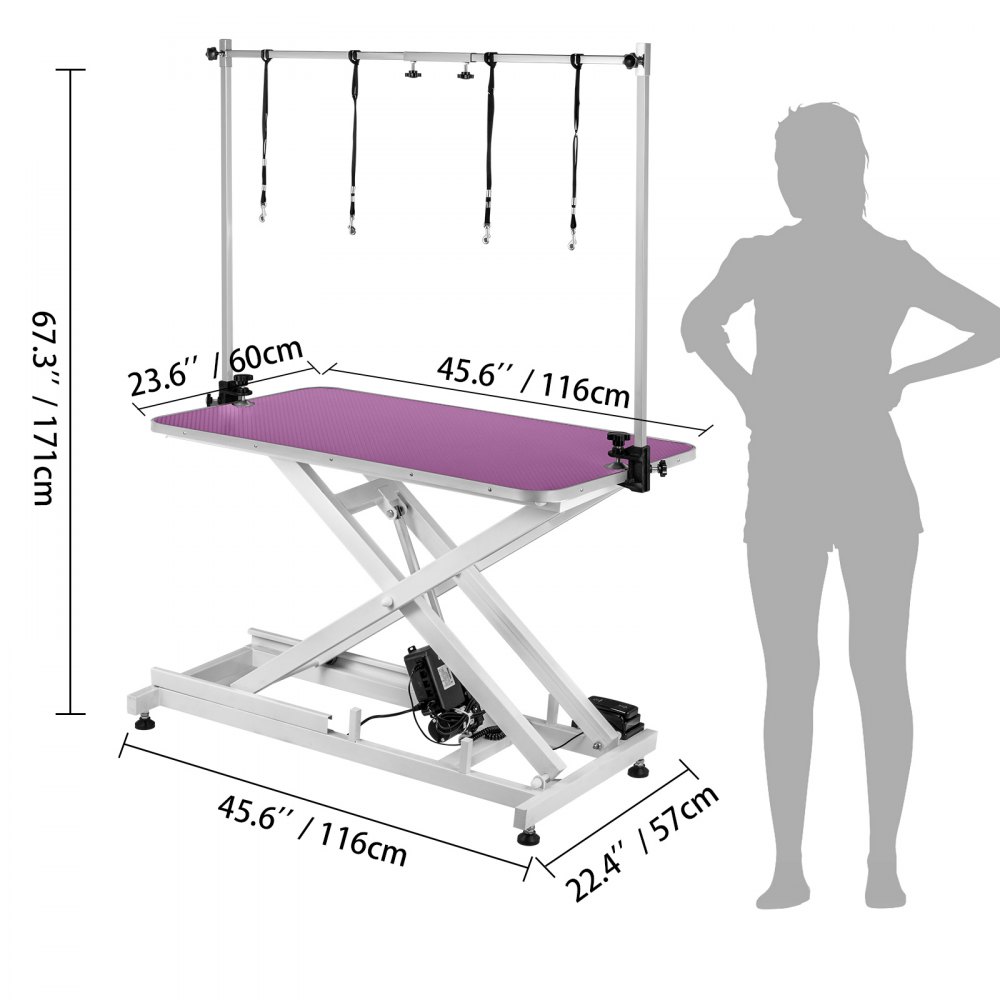 Trimmtisch Schertisch Pflegetisch Lila Höhenverstellbar Mit Galgen Tischplatte