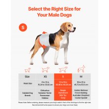 VEVOR Hundewindeln, 30,48-48,26 cm Taillenumfang, Einwegwindeln, Rüdenwindeln, 360° auslaufsichere Bauchbänder mit Nässeindikator für Rüden, Training, Inkontinenz, S, 2 Packungen à 48 Stk.