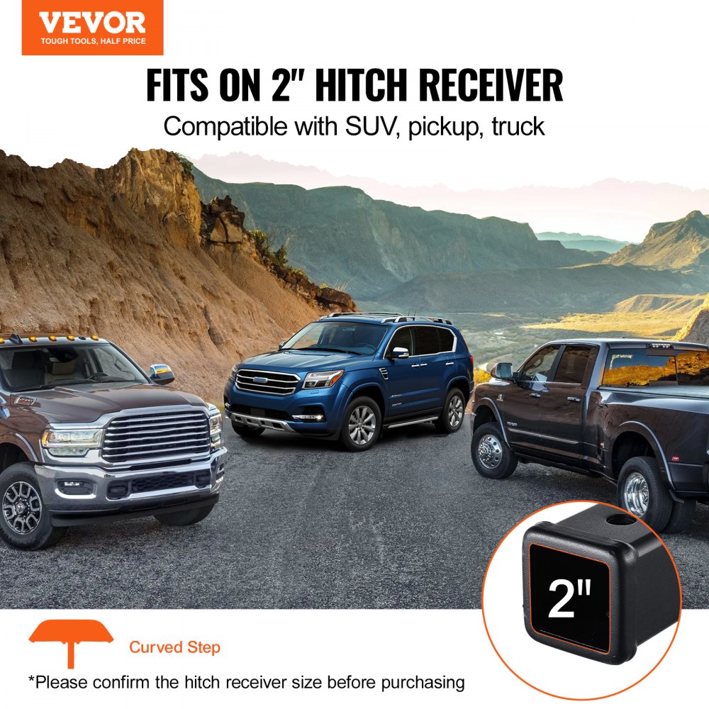 VEVOR Anhängerkupplungsstufe für 50,8 mm große Empfänger, Lkw-Stufe Anhängerkupplung aus Stahl mit 158,7 kg Tragkraft, Kupplungsstufe Heckklappenstufe Anhängerkupplungsstufen für Pickup-Truck SUVs