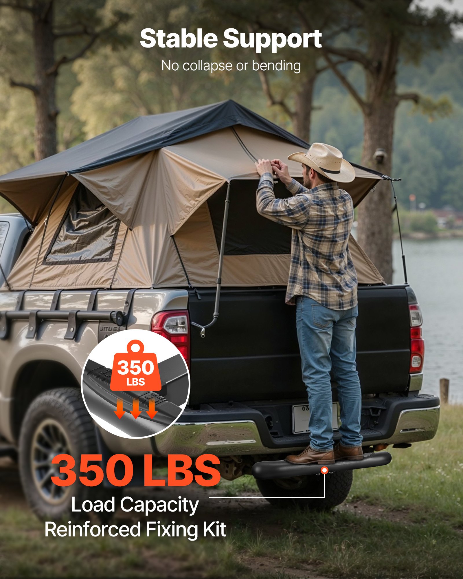 VEVOR Anhängerkupplungsstufe für 50,8 mm Empfänger, universeller Heckstoßstangenschutz (158,7 kg belastbar), rutschfeste Anhängerkupplungsstufe mit Stiftsatz & Stabilisator, für Lkw SUV Pickup