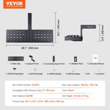 VEVOR Anhängerkupplungsstufe 50,8mm Empfänger Heckstoßstangenschutz 665mm