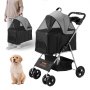 VEVOR Hundebuggy 79x46x102cm Hundewagen 16kg Tragfähigkeit Faltbar Hundetrolley Aluminium-Rahmen 600D Oxford-Gewebe Nylon-Netzfenster 4 EVA-Räder Hundebox Tierbuggy Katzenbuggy Haustier Transport