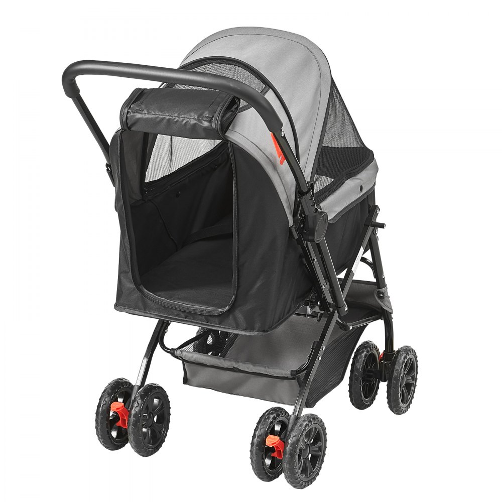 VEVOR Hundebuggy 50x85x97cm Hundewagen 20kg Tragfähigkeit Faltbarer Hundetrolley Aluminium-Rahmen 600D Oxford-Gewebe Nylon-Netzfenster 4 EVA-Räder Hundebox Tierbuggy Katzenbuggy Haustier Transport