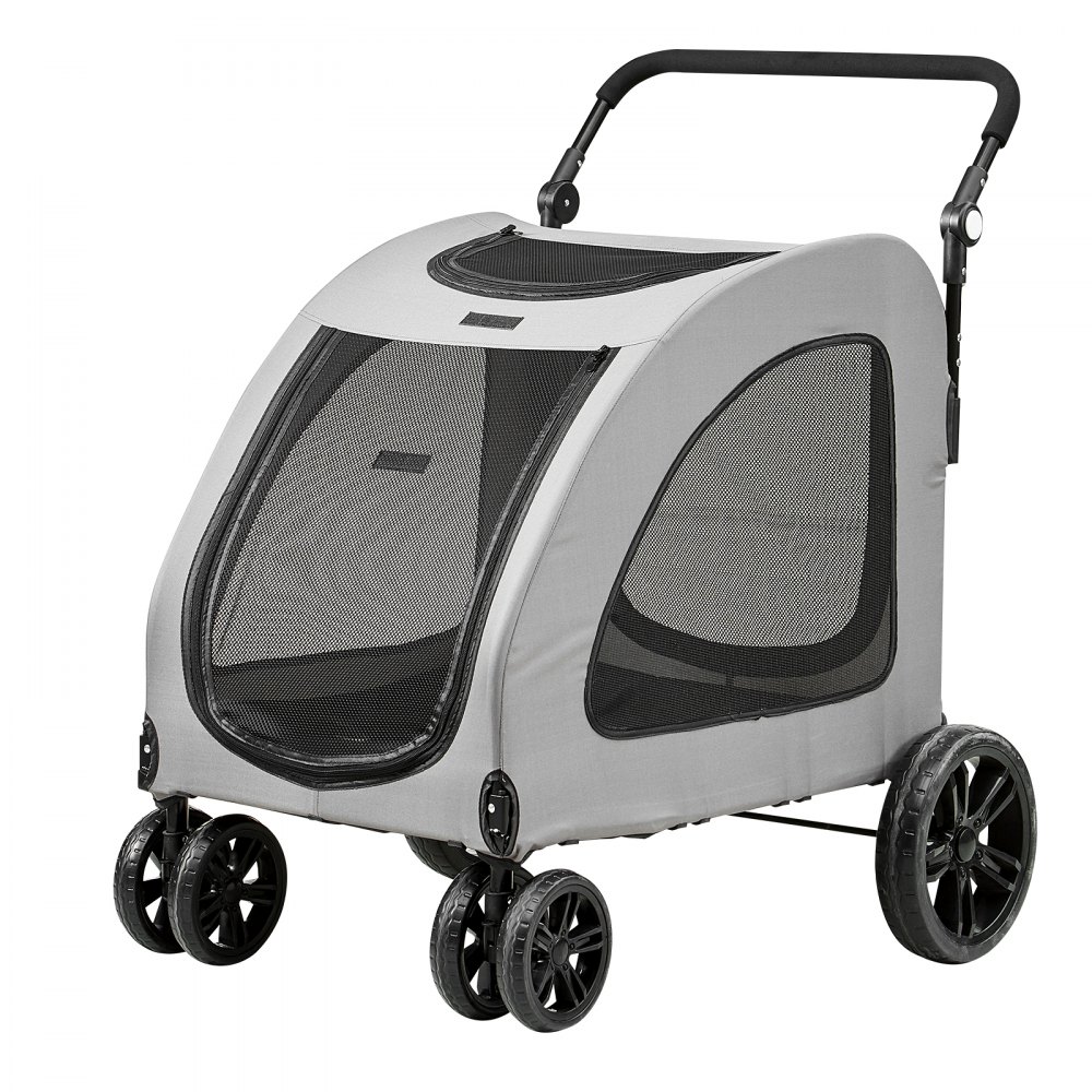 VEVOR Hundebuggy 79x91x113cm Hundewagen 16kg Tragfähigkeit Hundetrolley Aluminium-Rahmen 600D Oxford-Gewebe Nylon-Netzfenster 4 EVA-Räder Hundebox Tierbuggy Katzenbuggy Haustier Transport