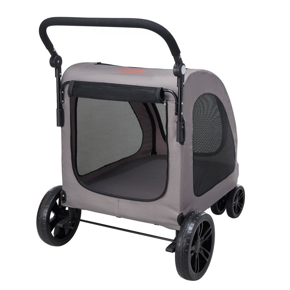 VEVOR Hundebuggy 79x91x113 cm, Hundewagen 4 Räder mit Bremsen, Hundetrolley, Hundetrolley bis 73 kg Tragkraft, atmungsaktive Netzfenster, einstellbare Höhe, 600D Oxford-Gewebe, für Hunde, Haustiere