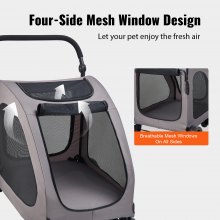 VEVOR Hundebuggy 79x91x113 cm, Hundewagen 4 Räder mit Bremsen, Hundetrolley, Hundetrolley bis 73 kg Tragkraft, atmungsaktive Netzfenster, einstellbare Höhe, 600D Oxford-Gewebe, für Hunde, Haustiere