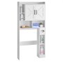 VEVOR Over The Toilet Storage Cabinet, 168 cm Height Bathroom Storage Organizer with Double Door and Adjustable Shelf, Bathroom Space Saver Organizer Above Toilet with Open Shelf, White