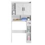 VEVOR Over The Toilet Storage Cabinet, 168 cm Height Bathroom Storage Organizer with Double Door and Adjustable Shelf, Bathroom Space Saver Organizer Above Toilet with Open Shelf, White