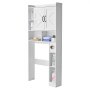 VEVOR Over The Toilet Storage Cabinet, 168 cm Height Bathroom Storage Organizer with Double Door and Adjustable Shelf, Bathroom Space Saver Organizer Above Toilet with Open Shelf, White