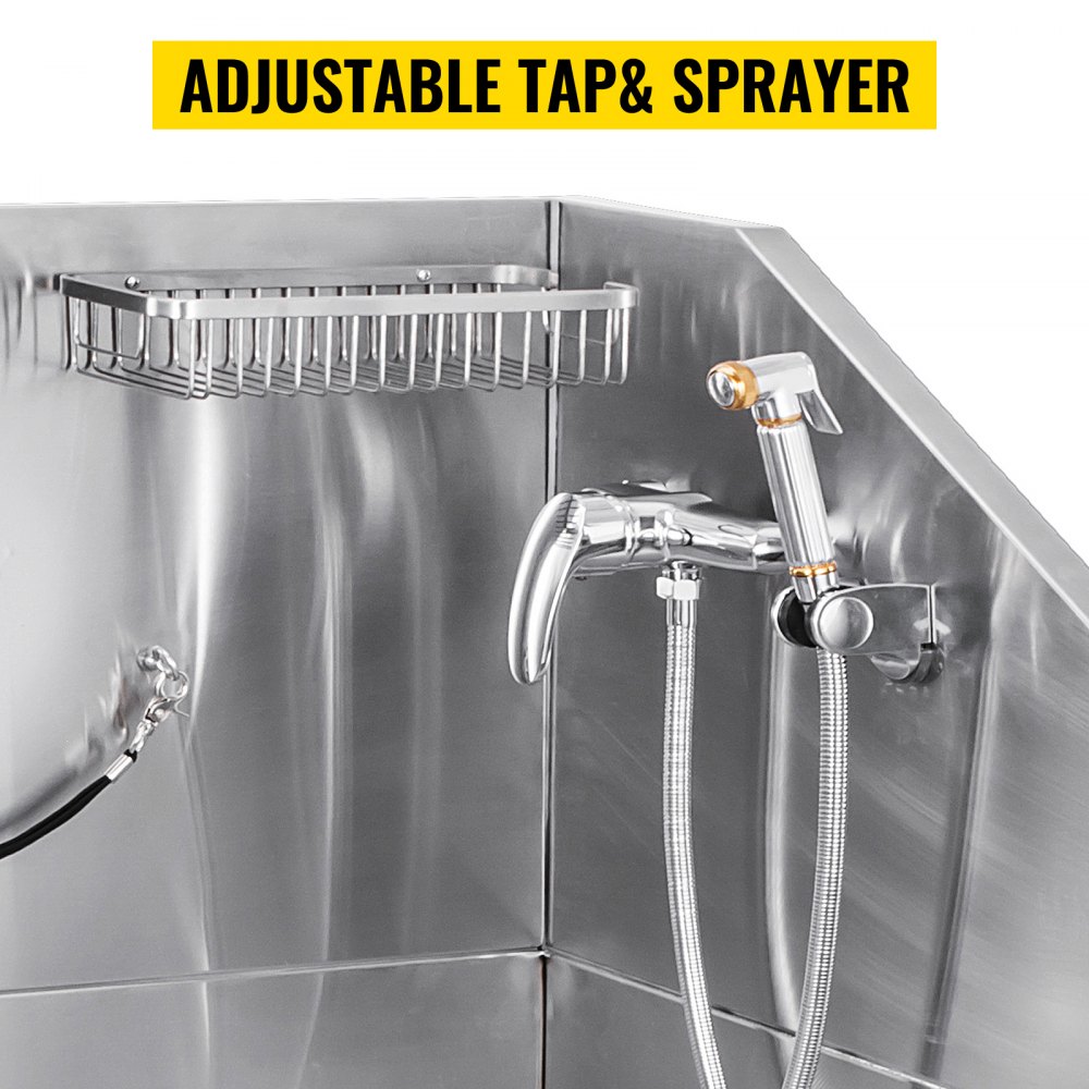 38" Edelstahl Pet Grooming Badewanne mit Wasserhahn für Small-Medium Pet