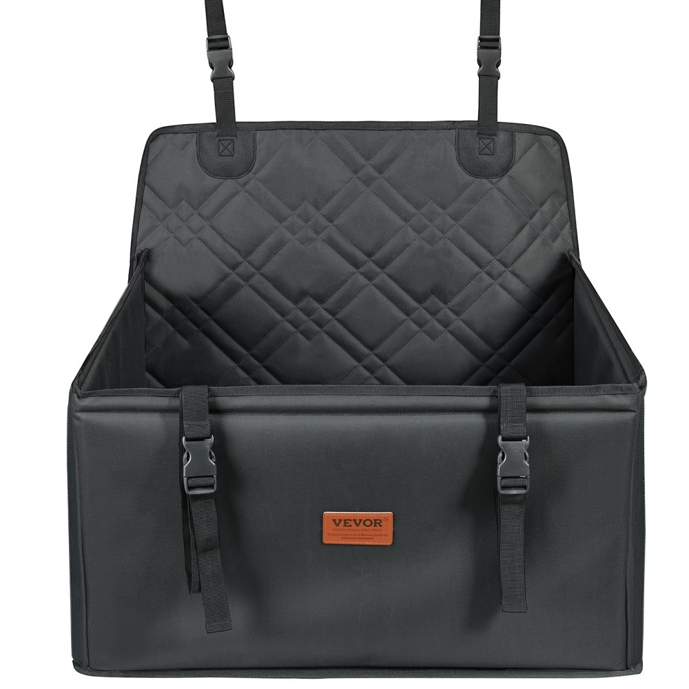 VEVOR Hundeautositz, wasserdichter Hundesitzerhöhung fürs Auto mit Stützrahmen, Haustierautositz mit ansteckbarer Sicherheitsleine, Hundeautobett für kleine, mittelgroße und große Hunde bis 18 kg, Schwarz