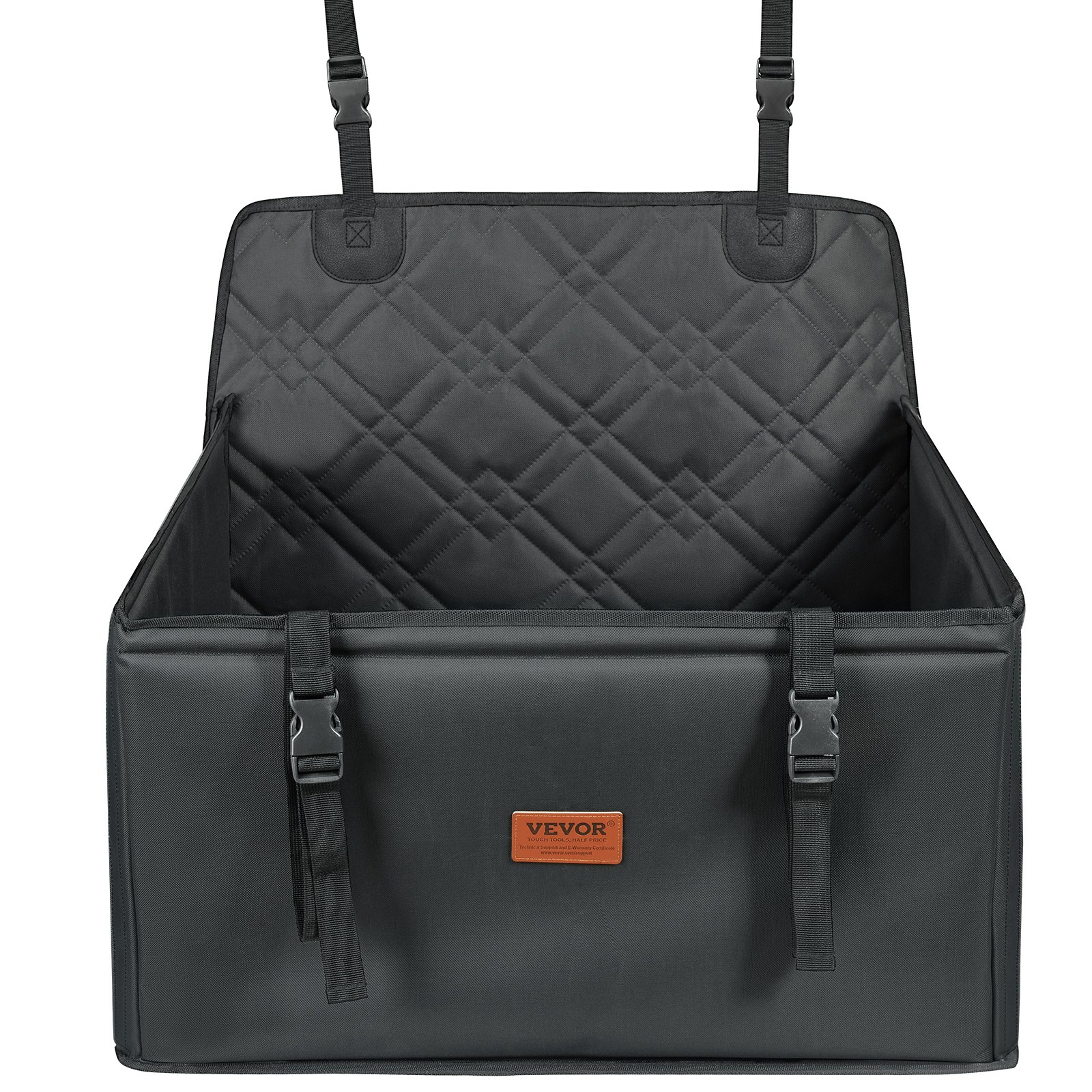 VEVOR Hundeautositz, wasserdichter Hundesitzerhöhung fürs Auto mit Stützrahmen, Haustierautositz mit ansteckbarer Sicherheitsleine, Hundeautobett für kleine, mittelgroße und große Hunde bis 18 kg, Schwarz