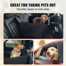 VEVOR Hundeautositz, wasserdichter Hundesitzerhöhung fürs Auto mit Stützrahmen, Haustierautositz mit ansteckbarer Sicherheitsleine, Hundeautobett für kleine, mittelgroße und große Hunde bis 22 kg, Schwarz